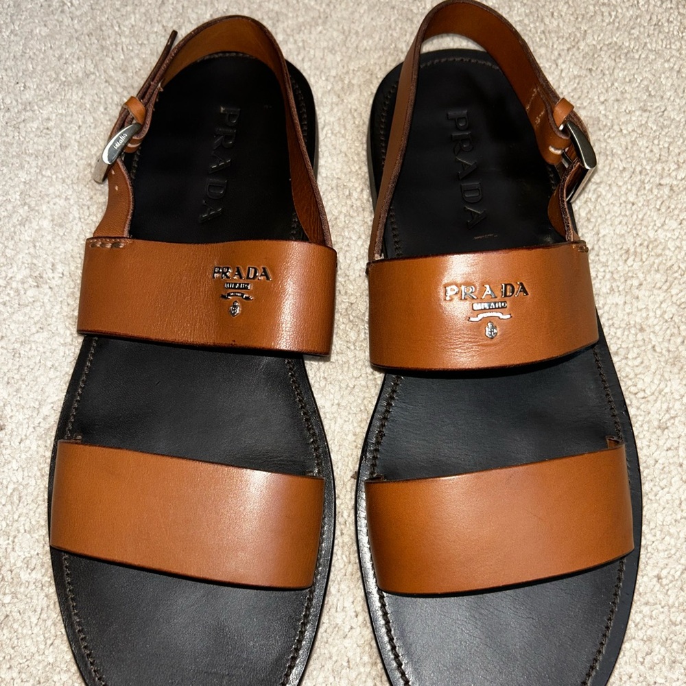 Prada Men's Brown Leather Sandals